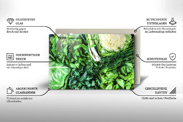 Kuchynská doska zo skla Zelená zelenina