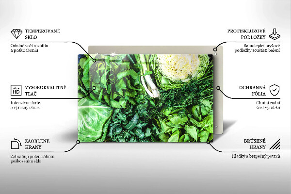 Kuchynská doska zo skla Zelená zelenina