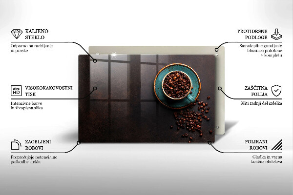 Kuchynská doska zo skla Šálka kávových zŕn