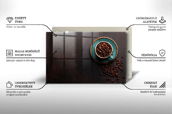 Kuchynská doska zo skla Šálka kávových zŕn