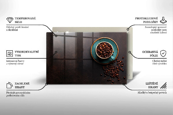 Kuchynská doska zo skla Šálka kávových zŕn
