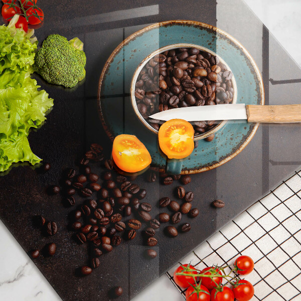 Kuchynská doska zo skla Šálka kávových zŕn