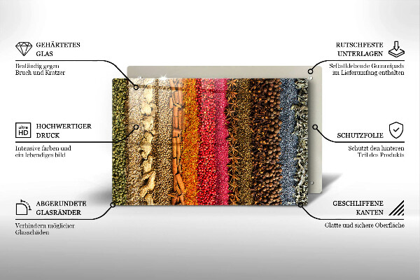 Kuchynská doska zo skla Farebné korenie