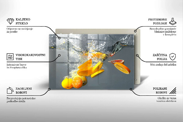 Kuchynská doska zo skla Citróny vo vode