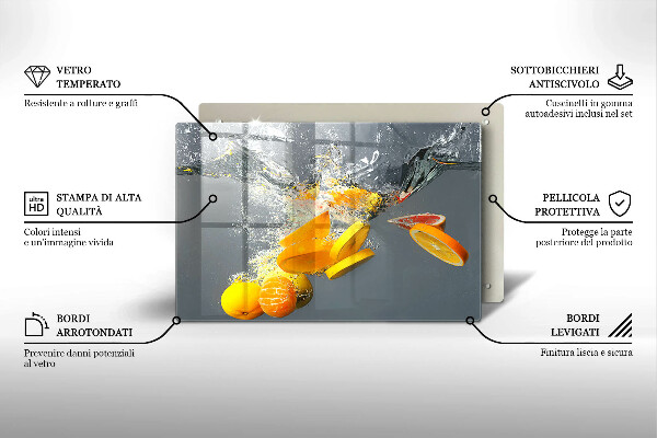 Kuchynská doska zo skla Citróny vo vode
