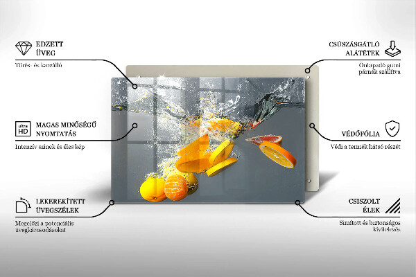 Kuchynská doska zo skla Citróny vo vode