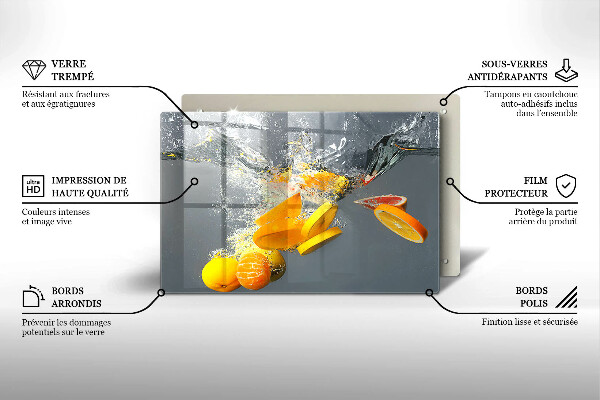 Kuchynská doska zo skla Citróny vo vode