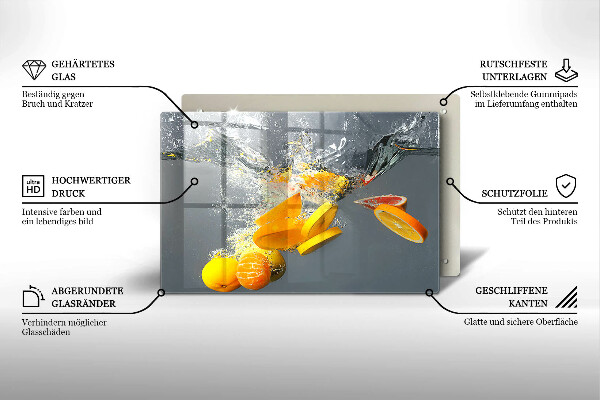 Kuchynská doska zo skla Citróny vo vode