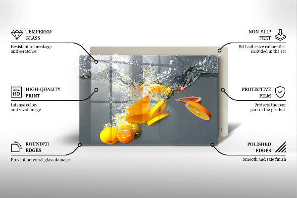 Kuchynská doska zo skla Citróny vo vode