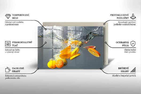 Kuchynská doska zo skla Citróny vo vode