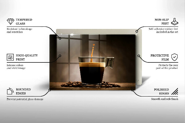 Kuchynská doska zo skla Sklo a kávové zrná