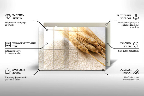 Kuchynská doska zo skla Múka a obilné klasy