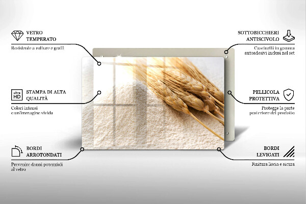 Kuchynská doska zo skla Múka a obilné klasy