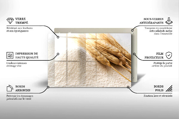 Kuchynská doska zo skla Múka a obilné klasy