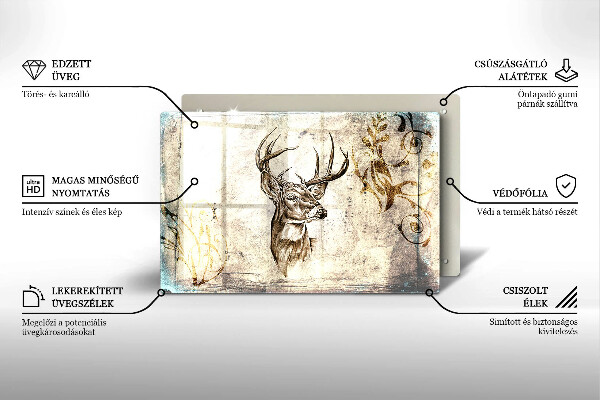 Kuchynská doska zo skla Jeleň zvierat ilustrácie