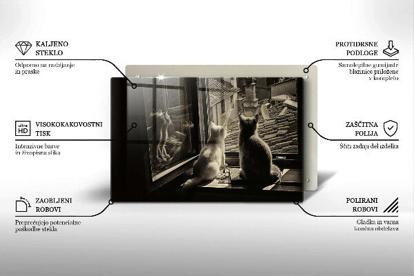 Kuchynská doska zo skla Mesto mačky a okno