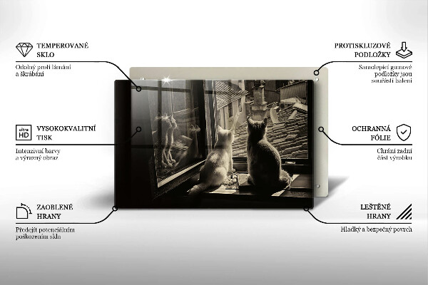 Kuchynská doska zo skla Mesto mačky a okno