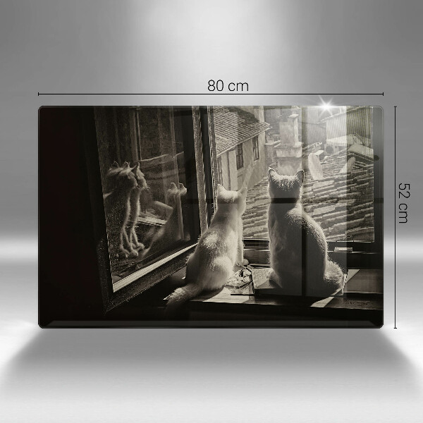 Kuchynská doska zo skla Mesto mačky a okno