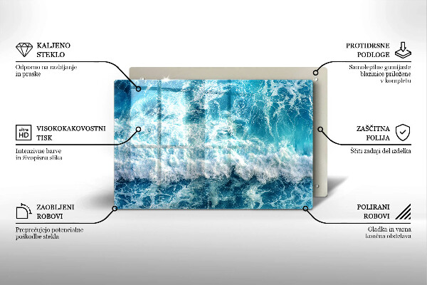 Kuchynská doska zo skla Vlny morskej vody