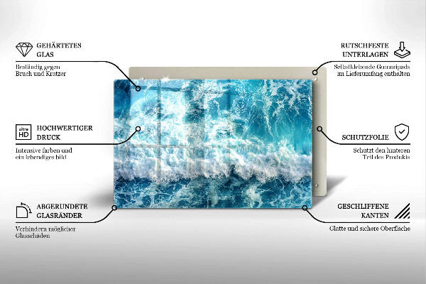 Kuchynská doska zo skla Vlny morskej vody