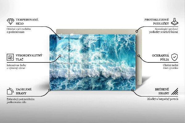 Kuchynská doska zo skla Vlny morskej vody