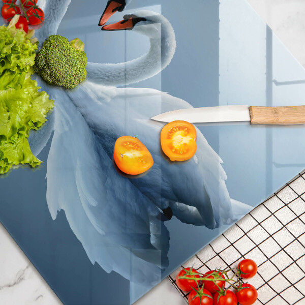 Kuchynská doska zo skla Dve labutie srdcia