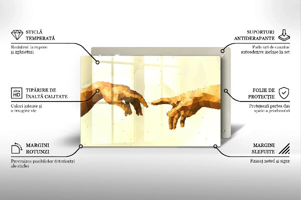 Kuchynská doska zo skla Stvorenie Adamových rúk