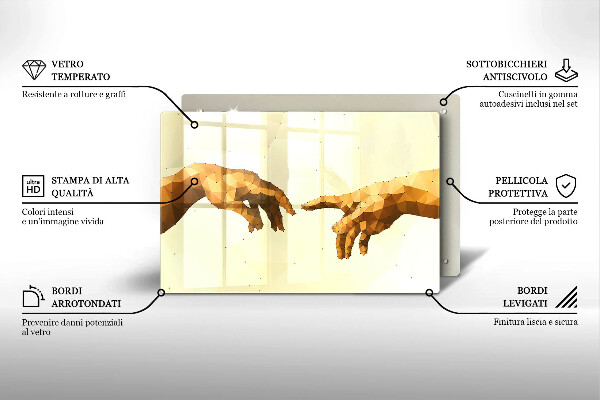 Kuchynská doska zo skla Stvorenie Adamových rúk
