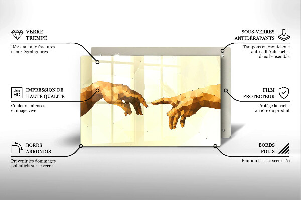 Kuchynská doska zo skla Stvorenie Adamových rúk