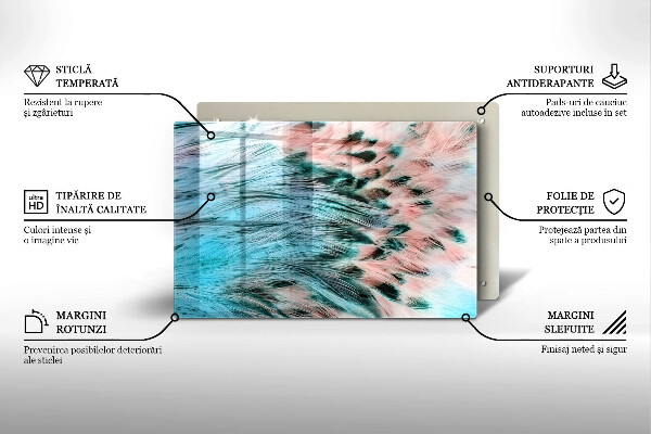 Kuchynská doska zo skla Boho vtáčie perie