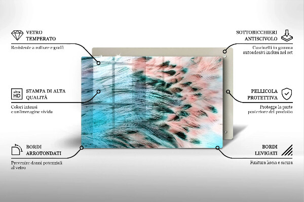 Kuchynská doska zo skla Boho vtáčie perie