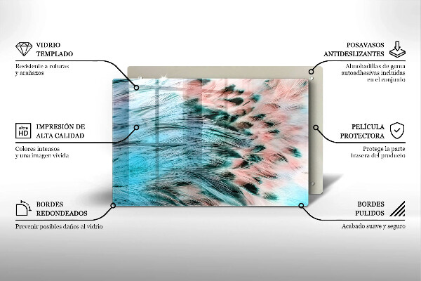 Kuchynská doska zo skla Boho vtáčie perie