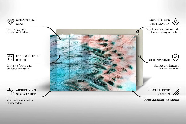 Kuchynská doska zo skla Boho vtáčie perie
