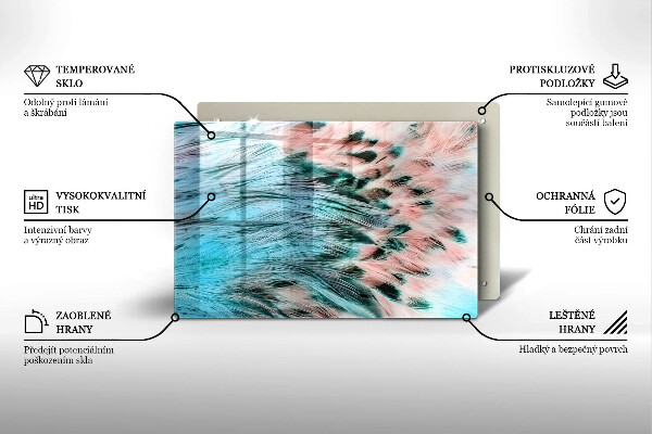 Kuchynská doska zo skla Boho vtáčie perie