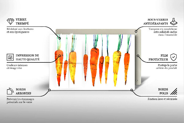 Kuchynská doska zo skla Mrkva ilustrácie