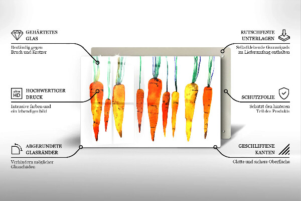 Kuchynská doska zo skla Mrkva ilustrácie