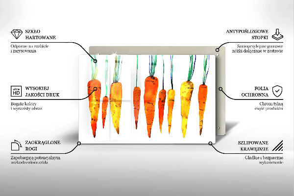 Kuchynská doska zo skla Mrkva ilustrácie