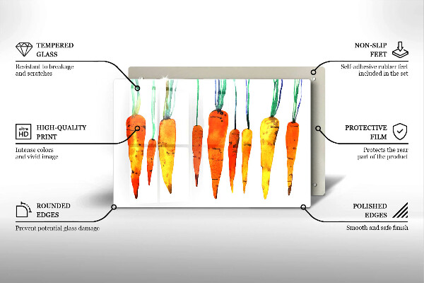 Kuchynská doska zo skla Mrkva ilustrácie