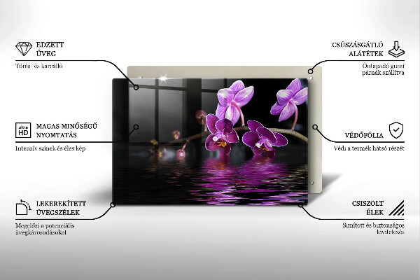 Kuchynská doska zo skla Orchideová zenová voda