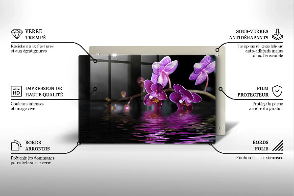 Kuchynská doska zo skla Orchideová zenová voda