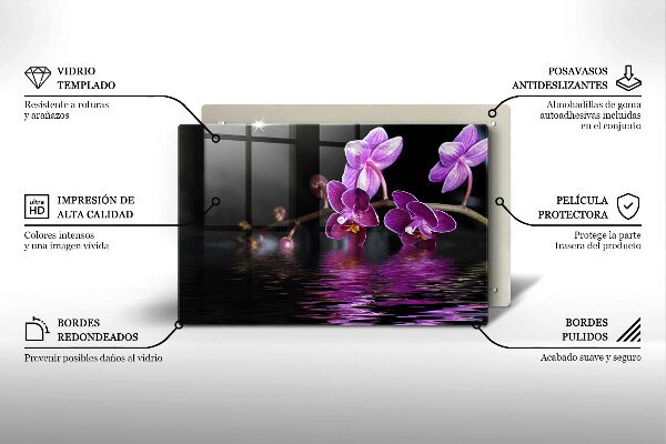 Kuchynská doska zo skla Orchideová zenová voda
