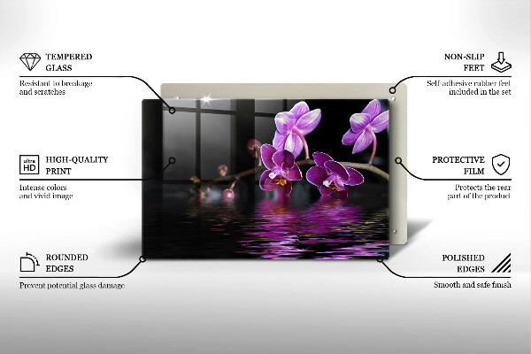 Kuchynská doska zo skla Orchideová zenová voda