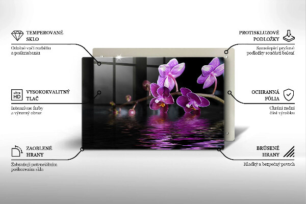 Kuchynská doska zo skla Orchideová zenová voda