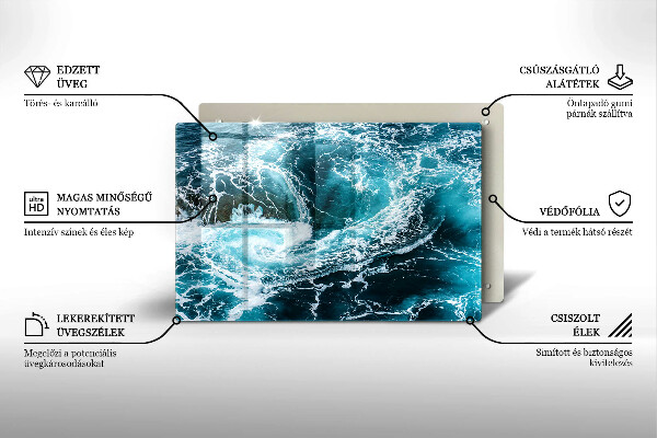 Kuchynská doska zo skla Peniace vlny vody