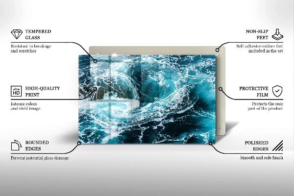 Kuchynská doska zo skla Peniace vlny vody