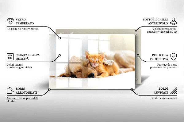 Kuchynská doska zo skla Zvieratá pes a mačka