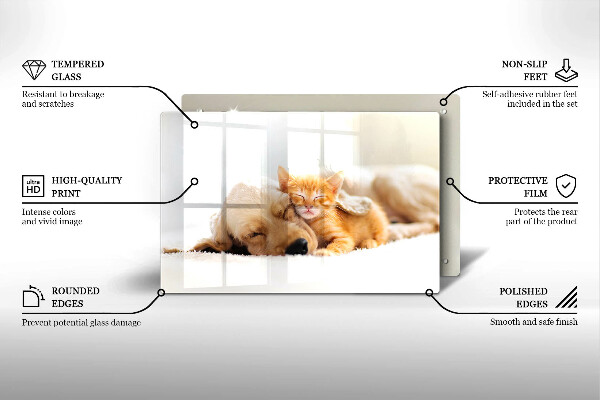 Kuchynská doska zo skla Zvieratá pes a mačka