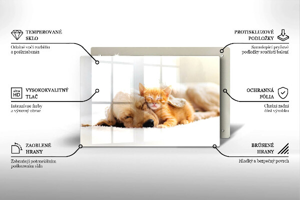 Kuchynská doska zo skla Zvieratá pes a mačka