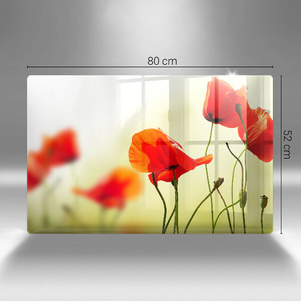 Kuchynská doska zo skla Červené kvety maku