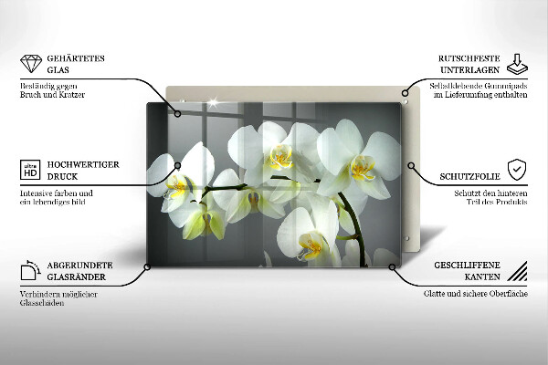 Kuchynská doska zo skla Biele kvety orchideí